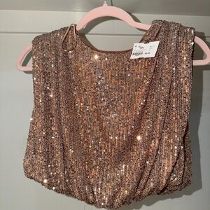 Gold Sequin Crop Top